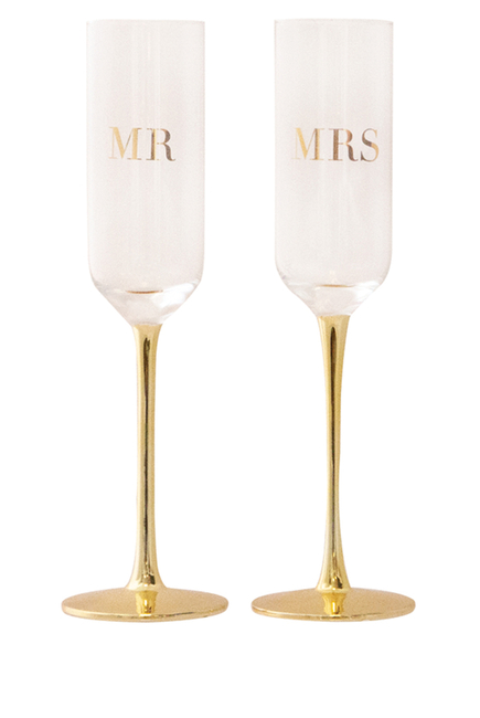 Mr & Mrs Champagne Flutes, Set of Two